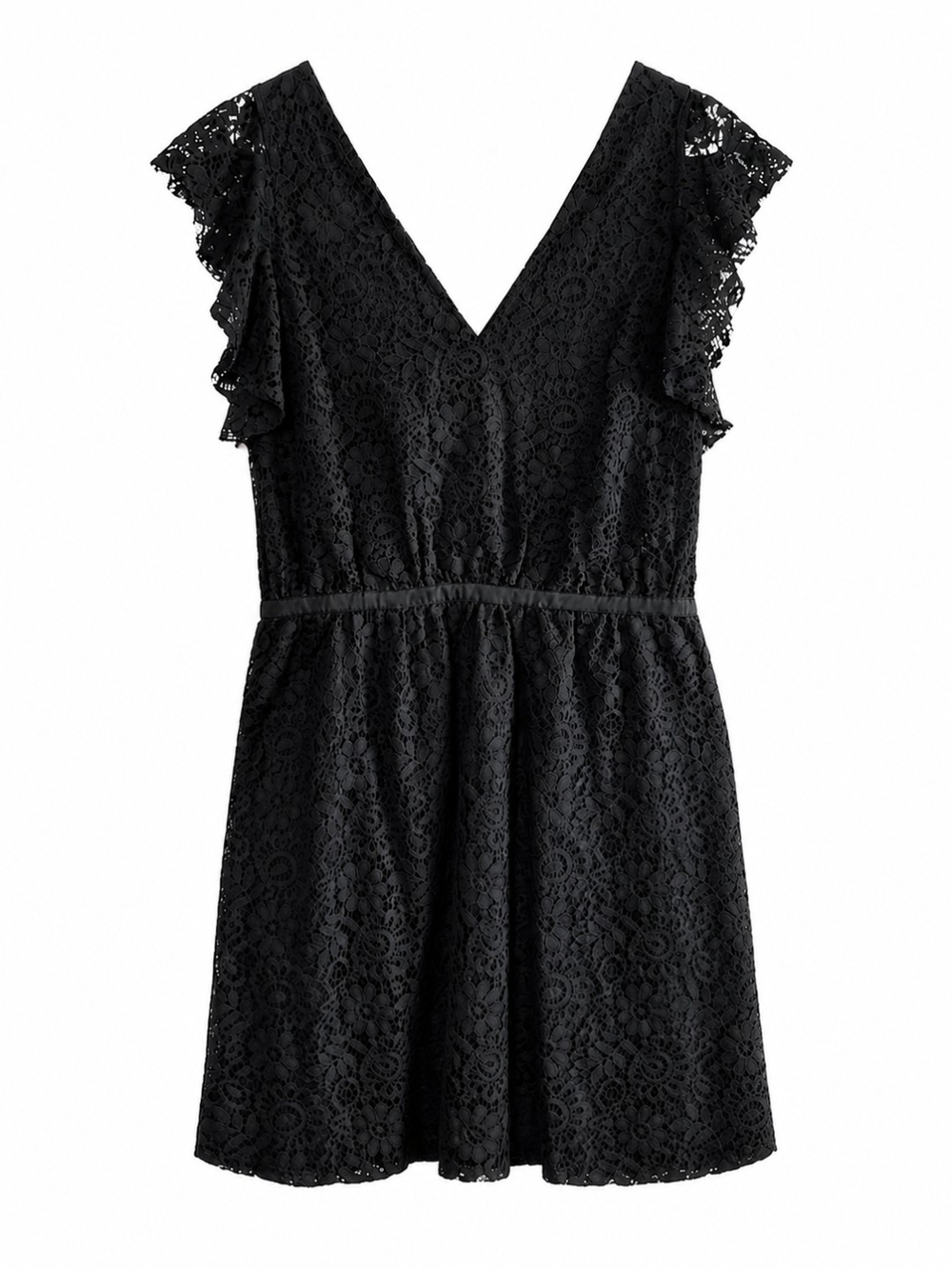 Madewell Black Lace Flutter Sleeve Special Occasion Dress - Size 14 - NWT - Picture 2 of 8